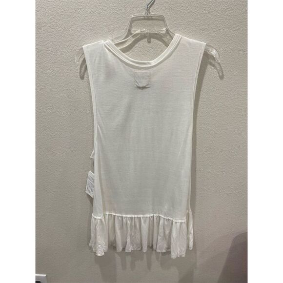 CHASER Women's White Sleeveless Ruffle Peplum Blouse Size M - Picture 4 of 6
